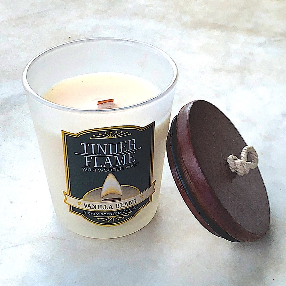 DW HOME CANDLE VANILLA BEANS TINDER FLAME WOODEN NEW